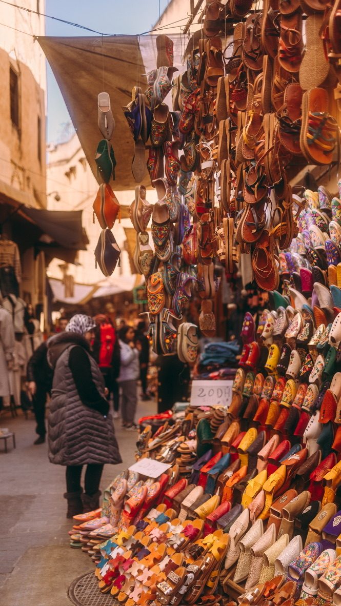 Shoe stalls in the Fes medina