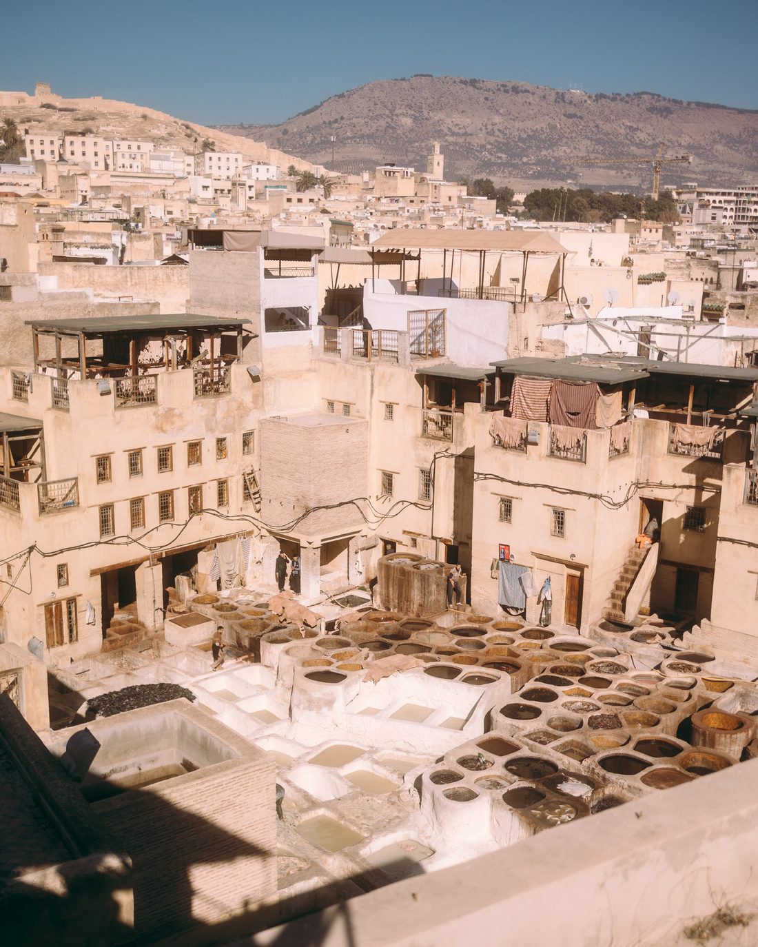 The Fes tanneries seen from a rooftop