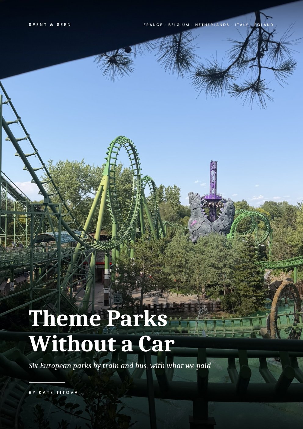 Cover of the PDF guide Theme Parks Without a Car